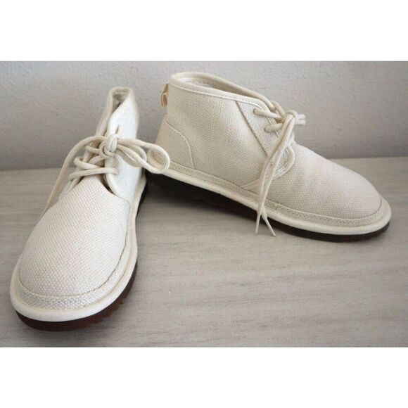 UGG 111959 Women's Sz 7 Cream/Beige Neumel Natural Hemp Canvas Booties - Picture 1 of 10